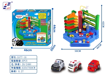 Mechanical track adventure with music with three cars 5577-16英文