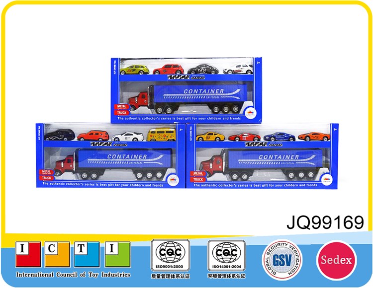 合金美式拖头货柜车（带12只） JQ99169