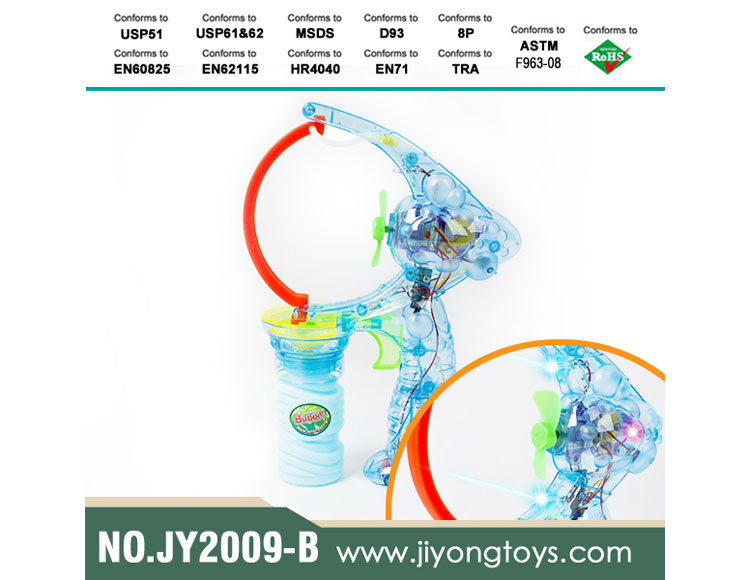 透明全自动带音乐灯光单瓶水大泡泡枪 JY2009-B