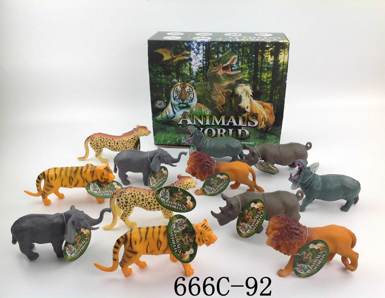 搪塑动物12款一盒 666C-92