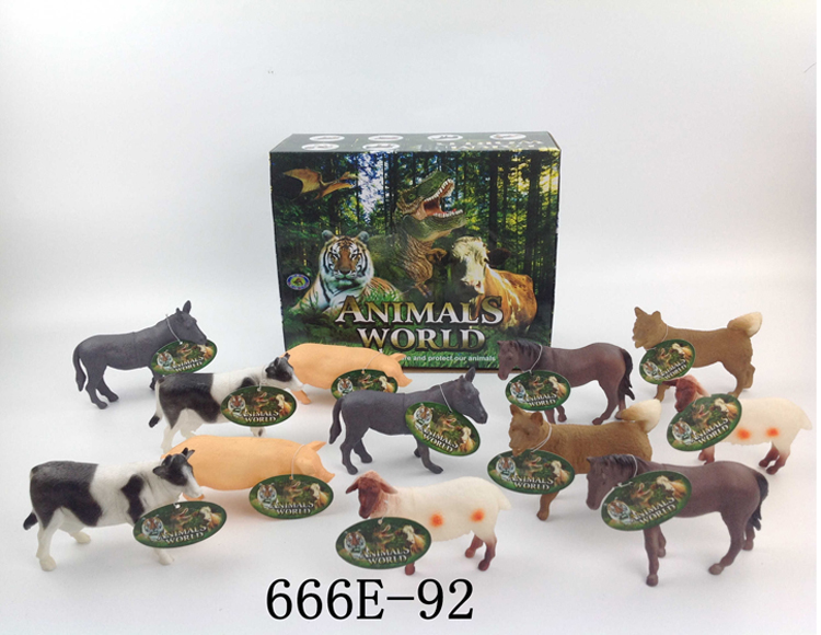搪塑动物12款一盒 666E-92