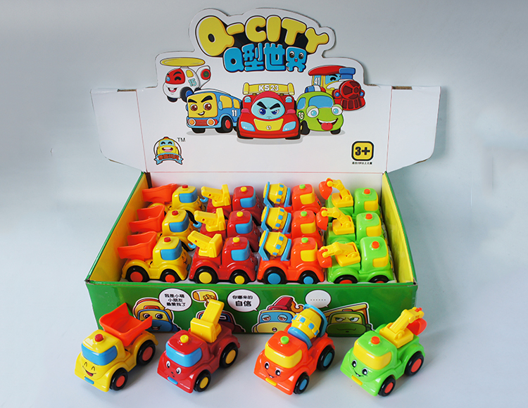 4款4色笑脸带动作惯性卡通工程车 20108-4