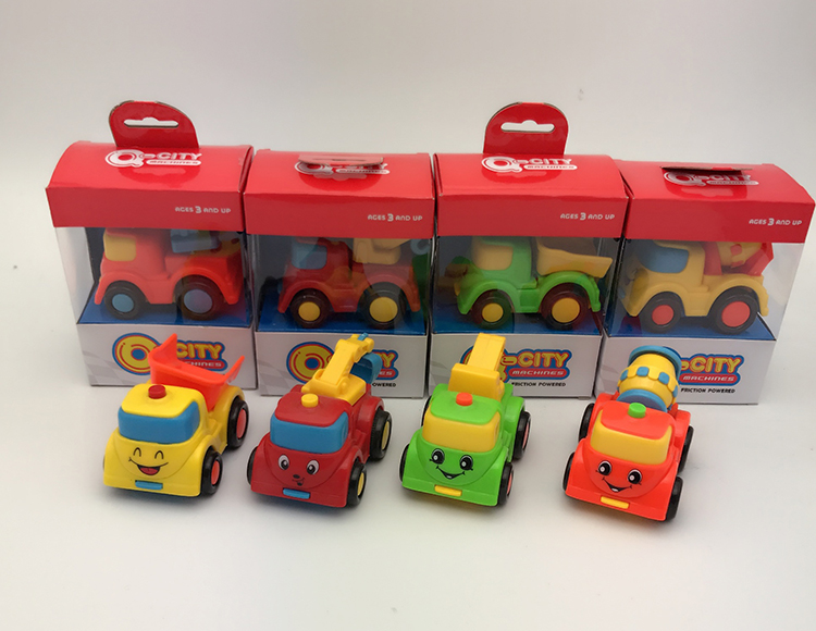 4款4色笑脸带动作惯性卡通工程车 20108-4B