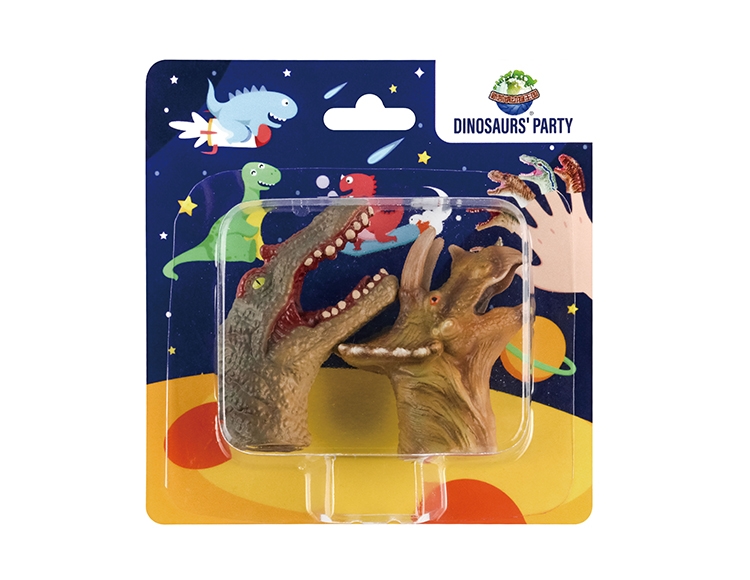 恐龙手指手偶吸板两只装（三角龙+棘背龙 2款混装） X239