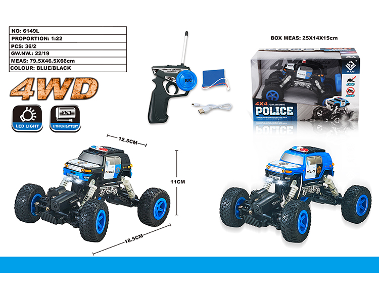 1:22 四驱丰田警车攀爬车 6149L