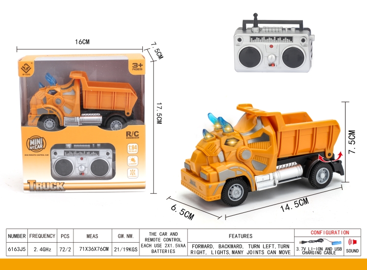 2.4G四通三角龙遥控工程矿车 6163J5
