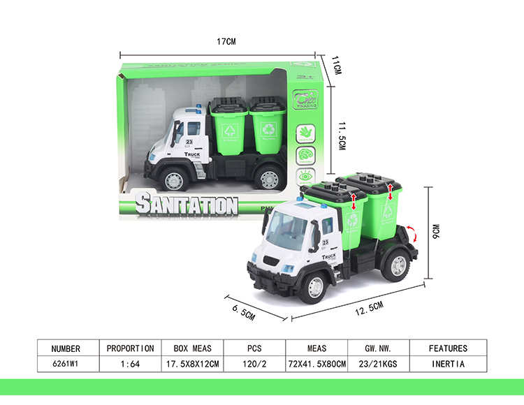 1：64回力德式垃圾桶环卫车 6261W1