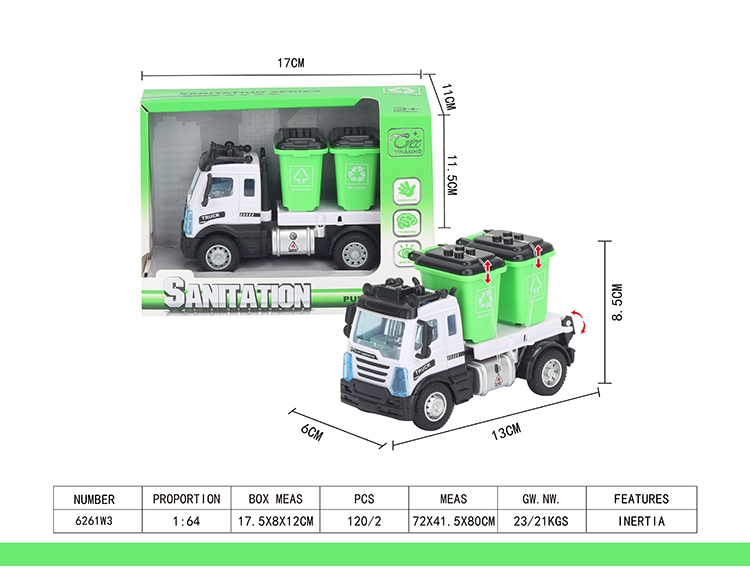 1：64回力欧式垃圾桶环卫车 6261W3