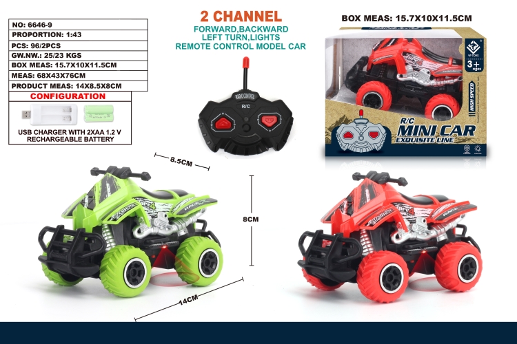 1:43两通遥控迷你沙滩摩托涂鸦车 6646-9