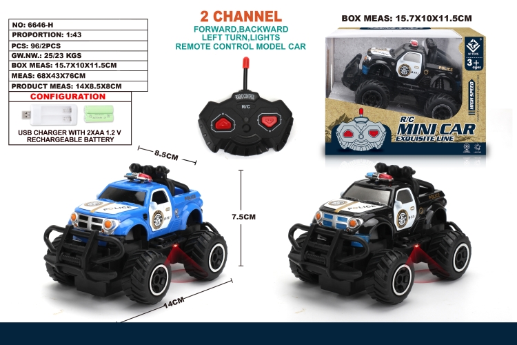 1:43两通遥控迷你越野皮卡警车 6646H