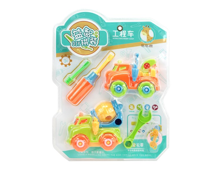 益智拆装工程车组合-吊车/泥罐车 PT8020-1