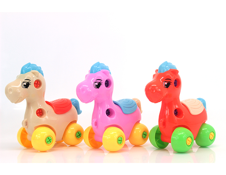 益智拆装拖拉卡通动物大马 PT6028