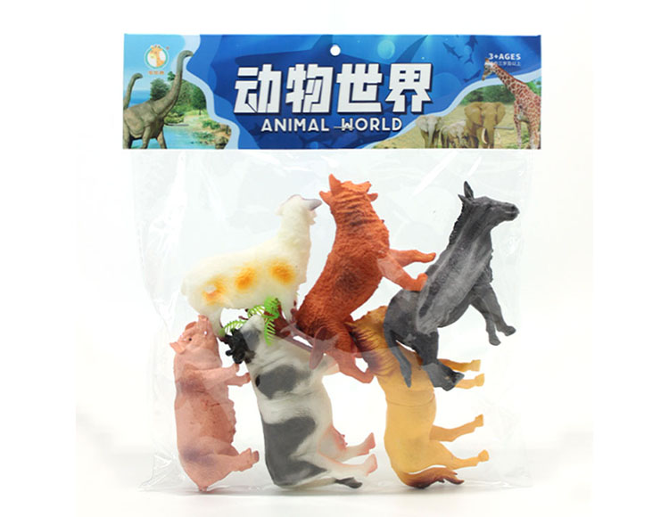 农场家畜六只（小马、小驴、小牛、小绵羊、小狗、小猪） PT7114