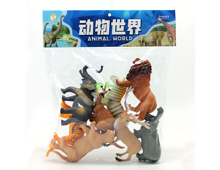 动物（大象、斑马、狮子、梅花鹿、老虎、河马、袋鼠、豹子、小树） PT7129