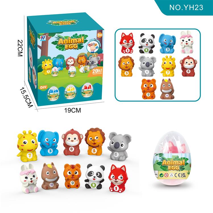 10款10色软胶森林动物蛋数字手指套 20PC YH23