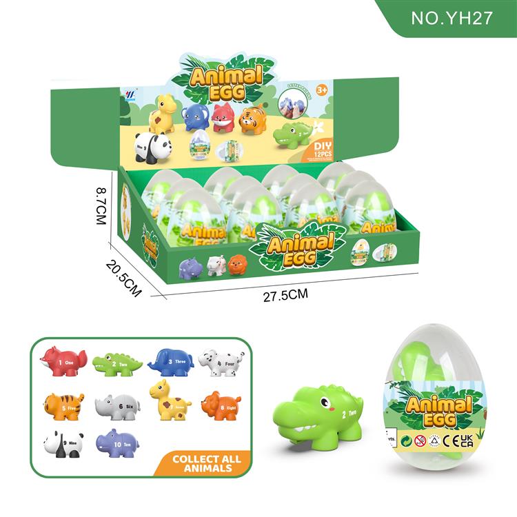 12合1恐龙蛋鳄鱼数字动物配对 YH27