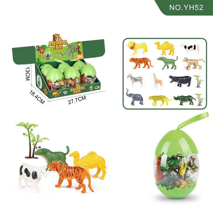 6合1恐龙蛋森林动物12款实心配2树 YH52