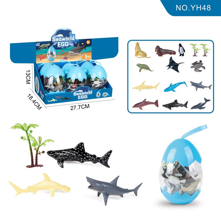 6合1恐龙蛋海洋鱼/动物12款实心配2树 YH48