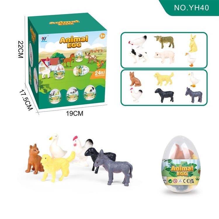 24合1恐龙蛋农场动物(12款实心) YH40