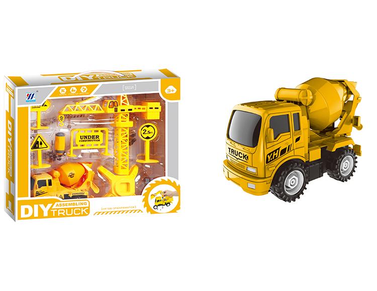 DIY搅拌车惯性拆装仿真工程车配吊塔套装 YH559-35D
