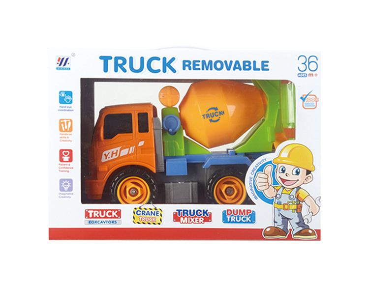 DIY搅拌车惯性拆装工程车（四色混装） YH559-4D