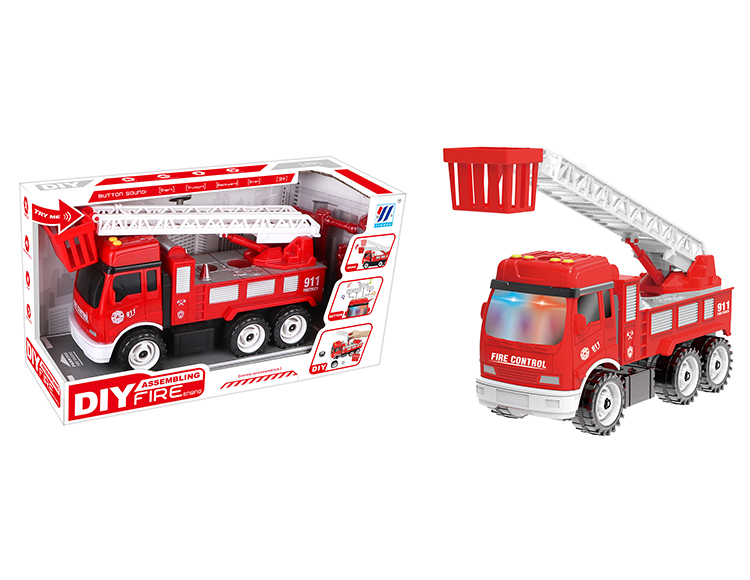 大号DIY惯性灯光音乐拆装消防车 YH559-67A