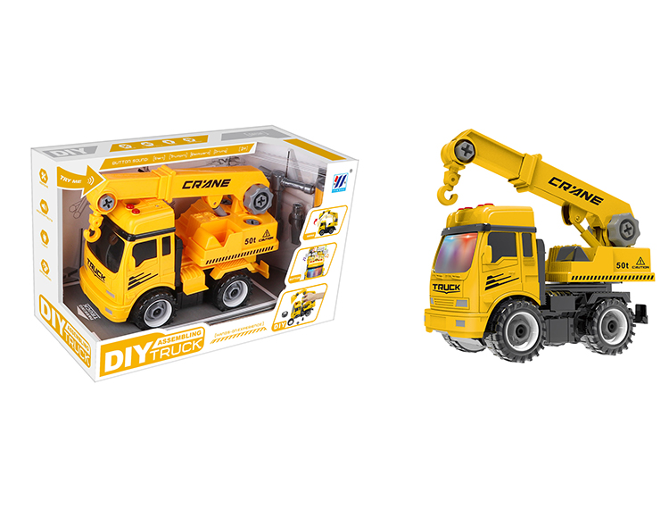 DIY吊车惯性灯光音乐拆装仿真工程车 YH559-68B