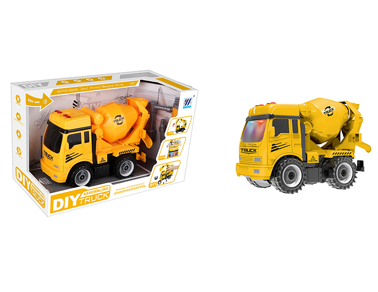 DIY搅拌车惯性灯光音乐拆装仿真工程车 YH559-68D