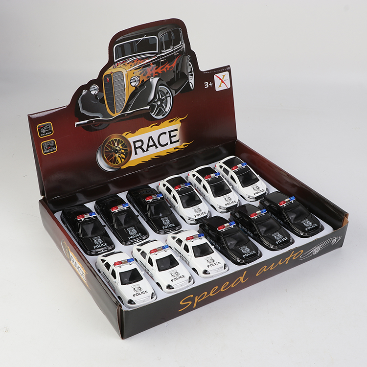 1:33合金回力警车,门可开（4款各1色混装，12只装一展示盒） XL80164-12P