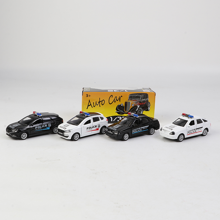 1:33合金回力警车,门可开，带声光（4款各1色混装） XL80164PL