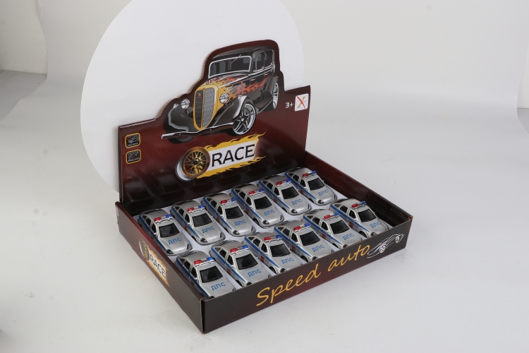 1:33俄罗斯合金回力警车（一款1色混装，12只装一展示盒） XL80165-12FF