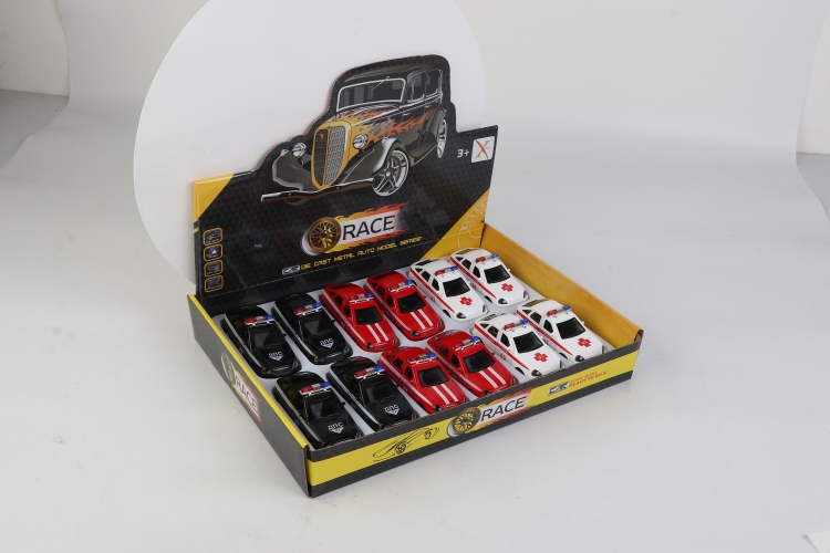 1:33俄罗斯合金回力警车（一款3色混装，12只装一展示盒） XL80165-12FL