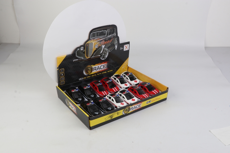 1:33俄罗斯合金回力警车（一款3色混装，12只装一展示盒） XL80166-12FL