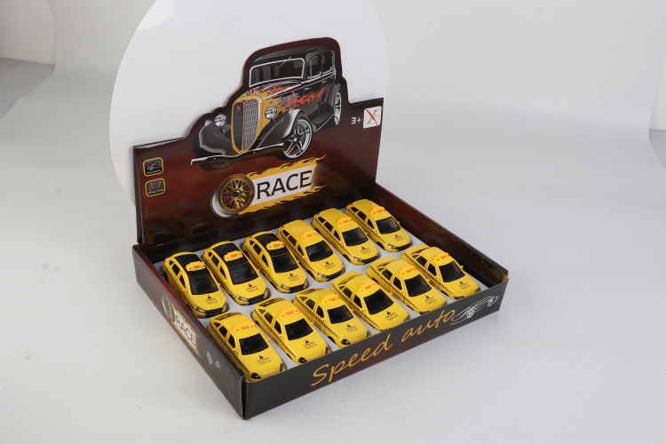 1:33俄罗斯合金回力的士车（4款各1色混装，12只装一展示盒） XL80166-12T