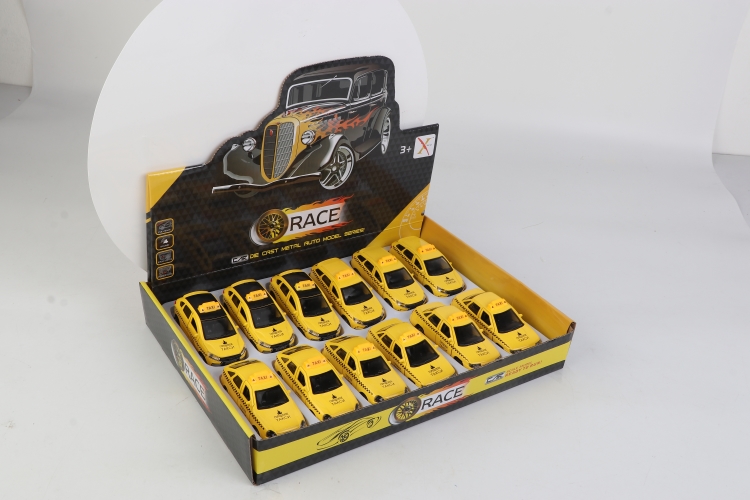 1:33俄罗斯合金回力的士车（4款各1色混装，12只装一展示盒） XL80166-12TL