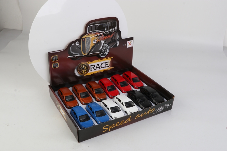 1:33合金回力跑车（一款4色混装，12只装一展示盒） XL80167-12