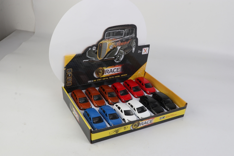 1:33合金回力跑车（一款4色混装，12只装一展示盒） XL80167-12L