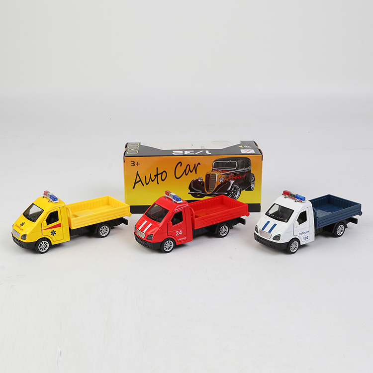 1:33俄罗斯合金回力皮卡警车,门可开，带声光（一款3色混装） XL804FL