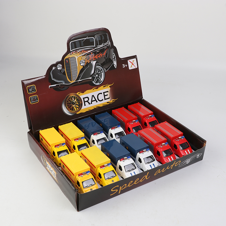 1:33俄罗斯合金回力密封箱警车,门可开（一款3色混装，12只装一展示盒） XL807-12F