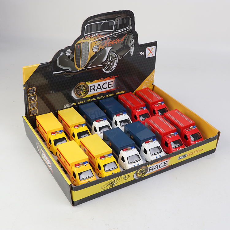 1:33俄罗斯合金回力密封箱警车,门可开，带声光（一款3色混装，12只装一展示盒） XL807-12FL