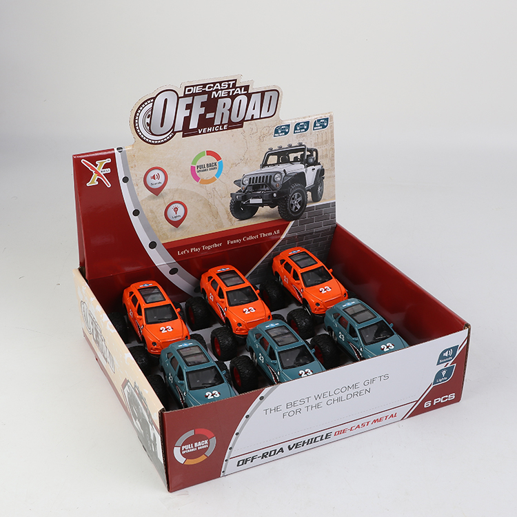 1:32GT宾利合金回力大轮车,2开门，灯带声光（1款2色混装6只装一展示盒） XL80771-6L