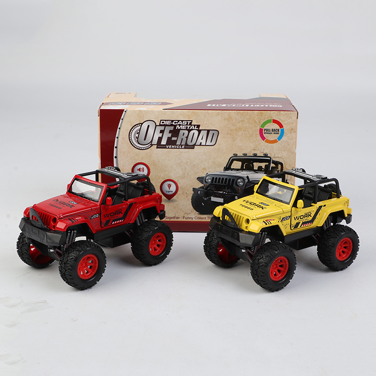 1:32牧马人（敞蓬）合金回力大轮车,2开门，灯带声光（1款2色混装） XL80775L