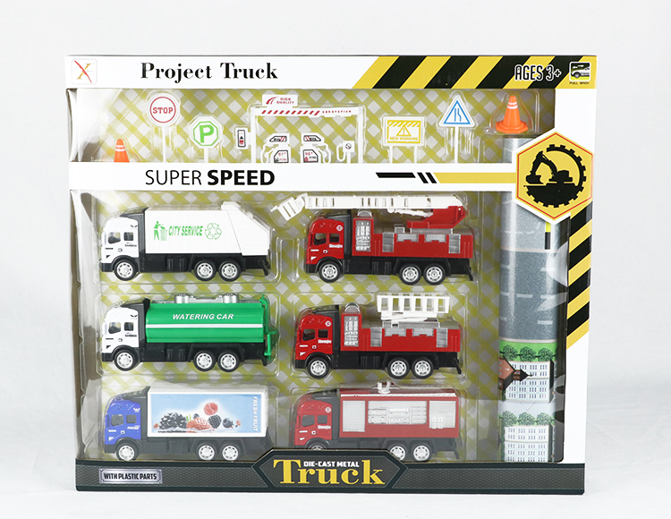 14款工程车合金回力车 XL80114