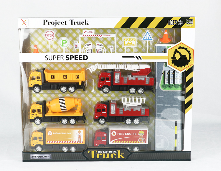 14款工程车合金回力车 XL80114L