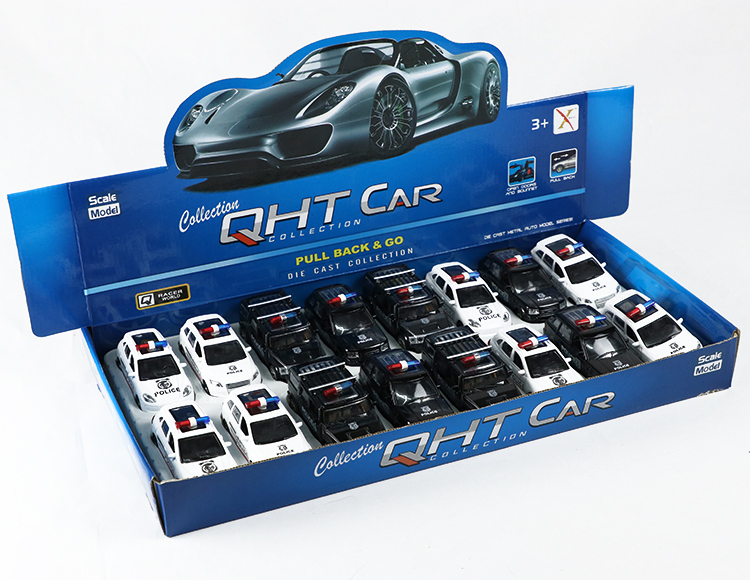 1:39悍马，路虎，Q7，保时捷合金回力警车 XL80120-12P