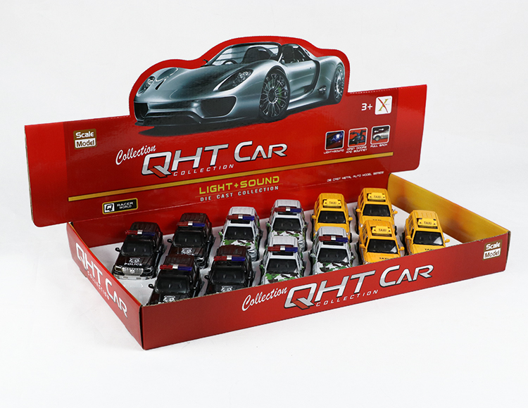 1:32丰田霸道合金回力警车+的士车 XL80127-12PL