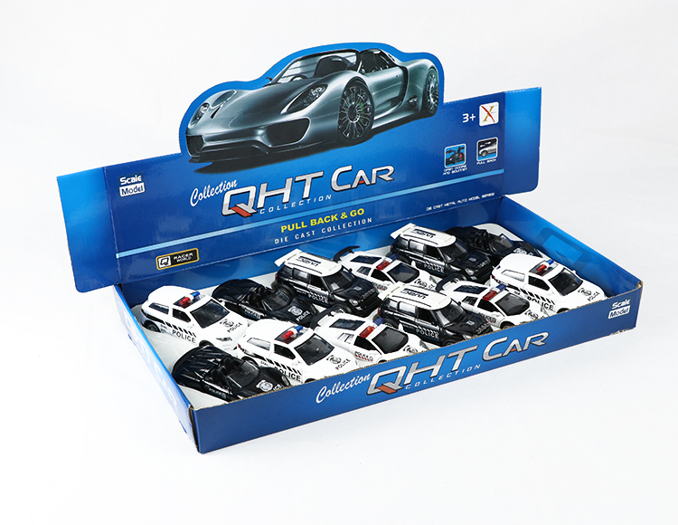 1:32宝马迷你酷吧.保时捷918.兰博基尼蝙蝠.路虎极光合金回力警车 XL80133-12P