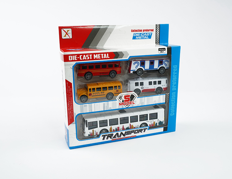 1:90合金巴士+4只小电车回力车 XL80177-5