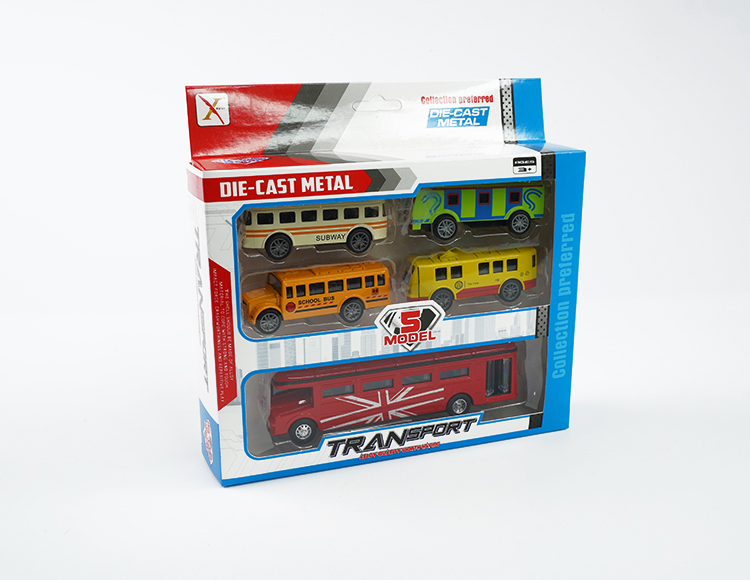 1:90合金伦敦单层巴士+4只小电车回力 XL80196-5