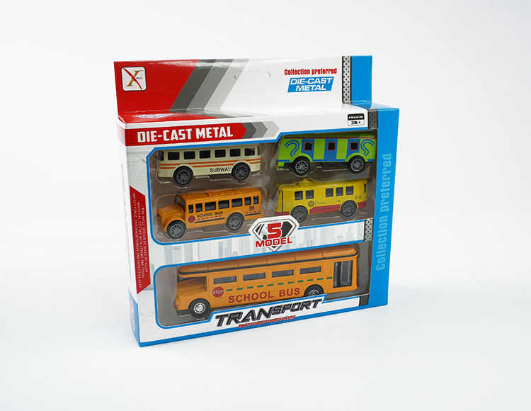 1:90合金伦敦单层校巴+4只小电车回力开门 XL80196-5T